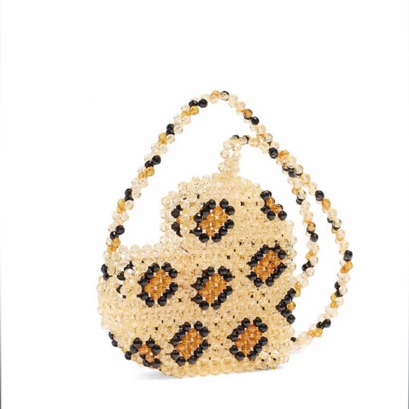 Susan Alexandra Leopard Heart Beaded Crossbody Shoulder Bag Purse - Picture 2 of 15